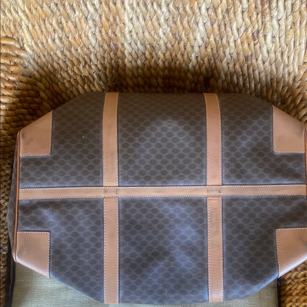 Celine Brown Duffel Bag with Monogram Print with Lock and Key